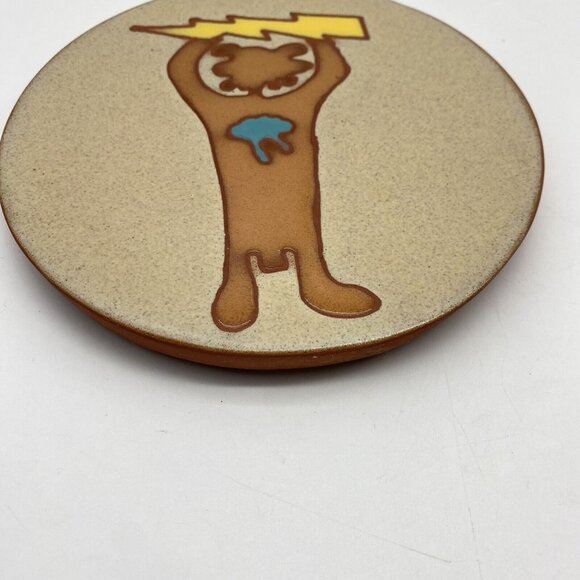 Nine Hills Studio Trivet Arizona Pottery Red Clay Tile Bear Lighting Vtg Round - Picture 4 of 8
